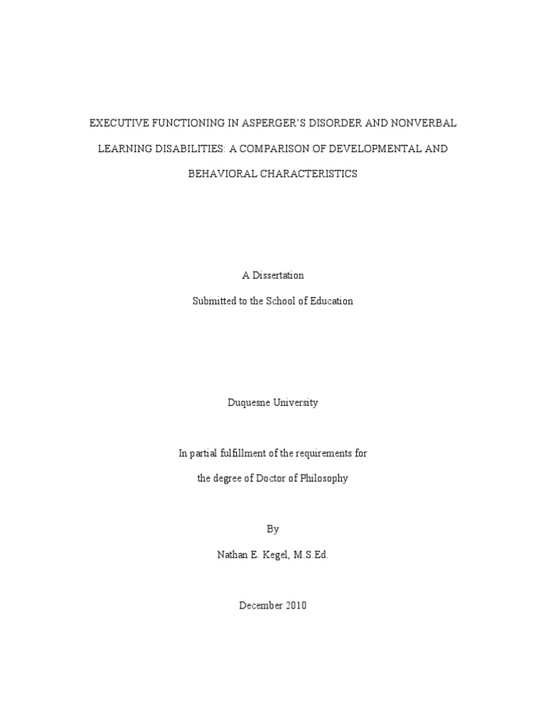 Nonverbal Learning Disability Examples