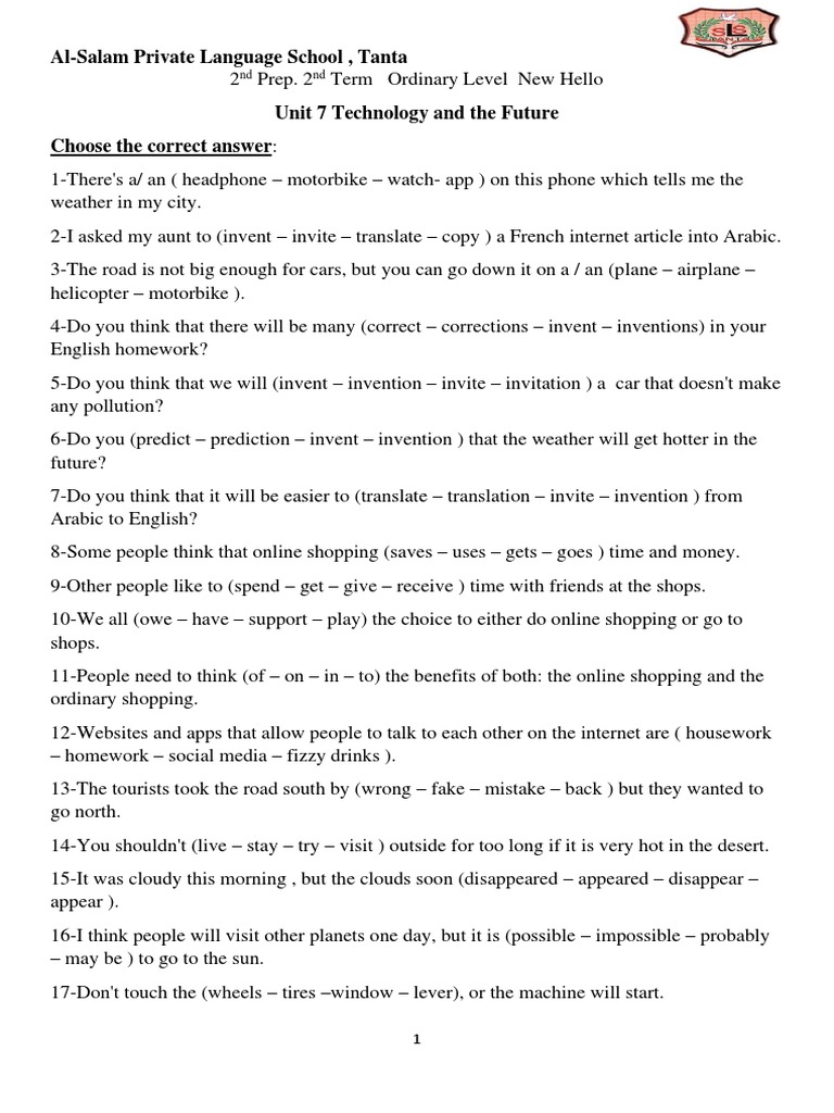 Hello Plus Prep 2 English Exercises | PDF | Taste | Food And Drink