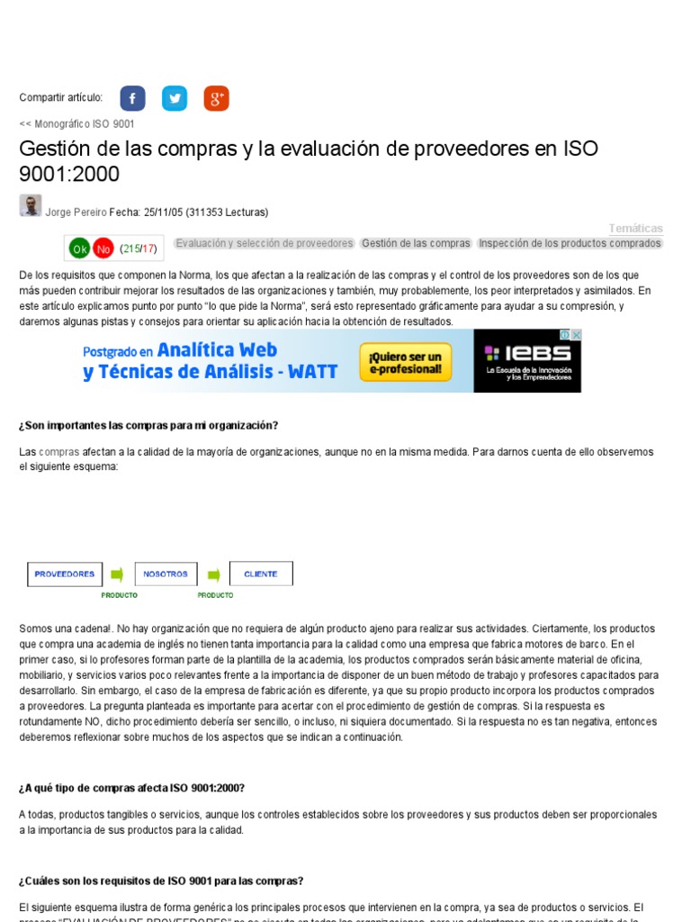 Gestión de Compras y Proveedores ISO 9001 | PDF | Calidad (comercial ...