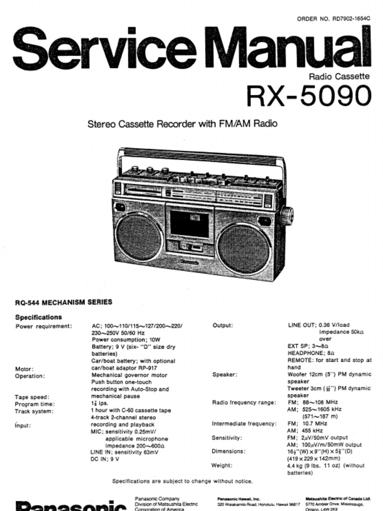 Hfe Panasonic Rx-5090 Schematic | PDF