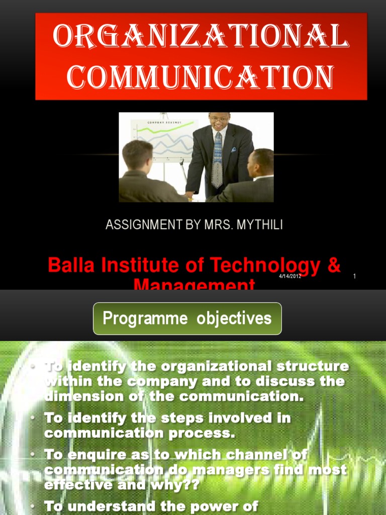 Organizational Communication: Balla Institute of Technology ...