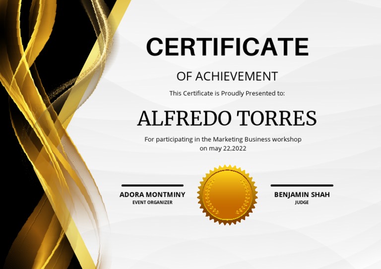 Blue and Yellow Minimalist Employee of The Month Certificate | PDF