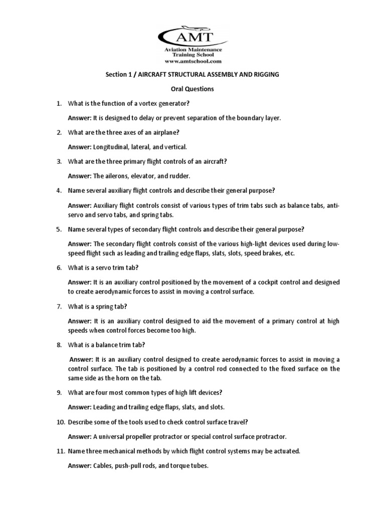 AMT School Airframe Oral Exam Questions PDF