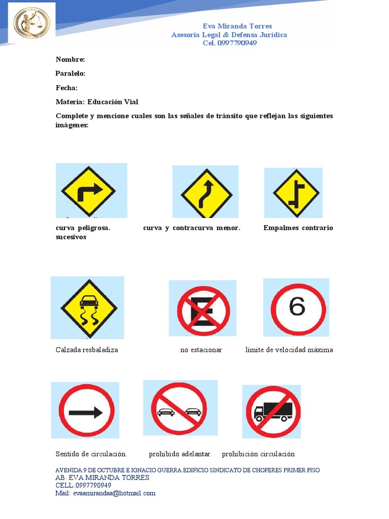 Leccion De Educación Vial Señales De Transito Pdf