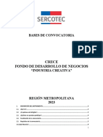 Bases de Convocatoria Crece 2023 Metropolitana Industria Creativa