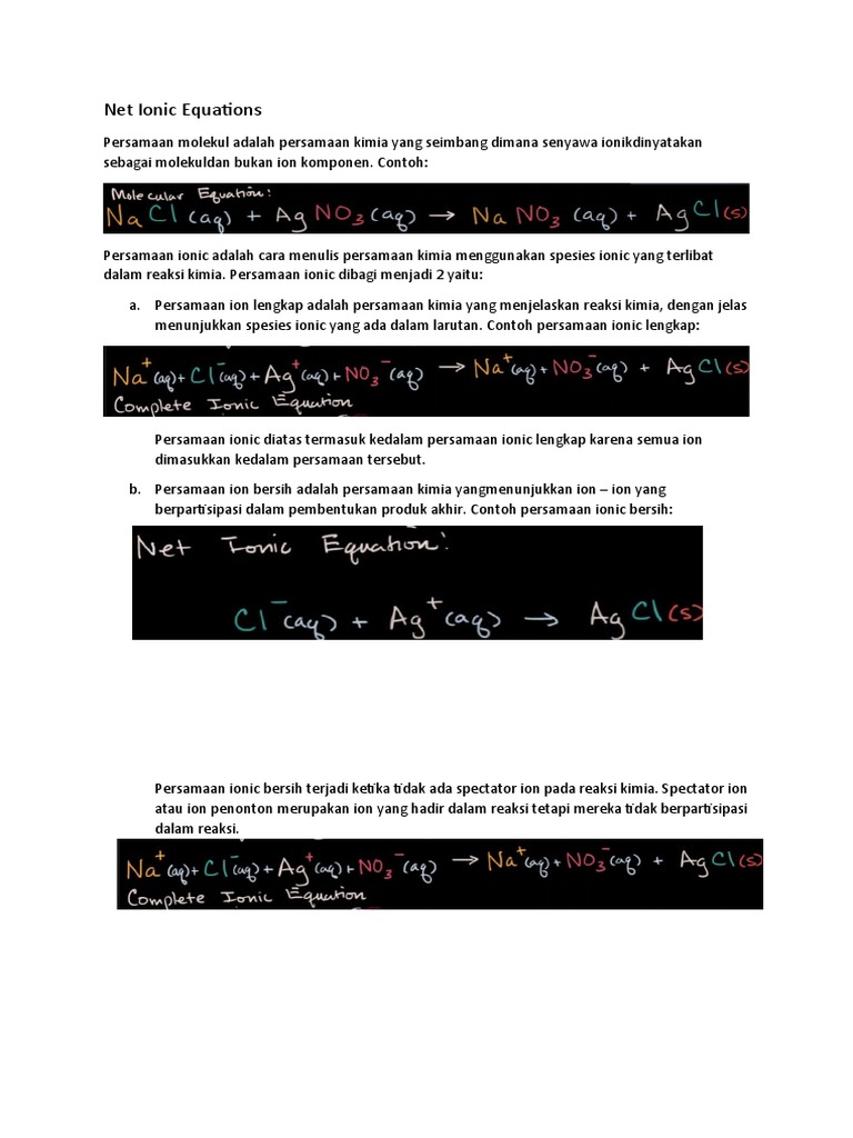 Net Ionic Equations & Physical and Chemical Changes | PDF