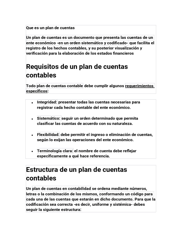Que Es Un Plan de Cuentas | PDF | Finanzas y dinero | Informática