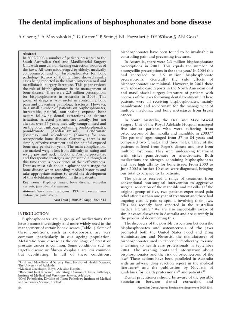 The Dental Implication of Bisphosphonates RJN PDF Bone Dental Implant