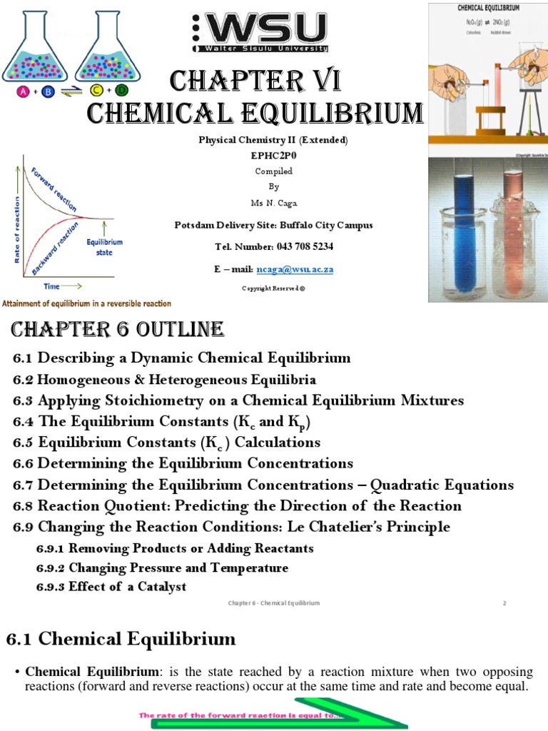 Chemical Equilibrium Chapter 6 Notes | PDF | Chemical Equilibrium ...