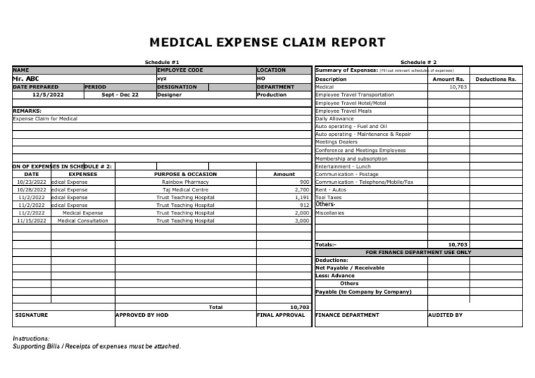 Medical Expense Claim Form PDF