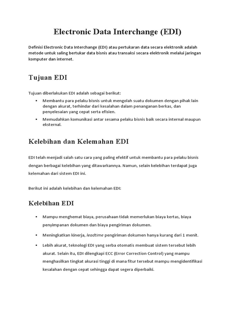 Definisi dan Manfaat EDI dalam Bisnis | PDF