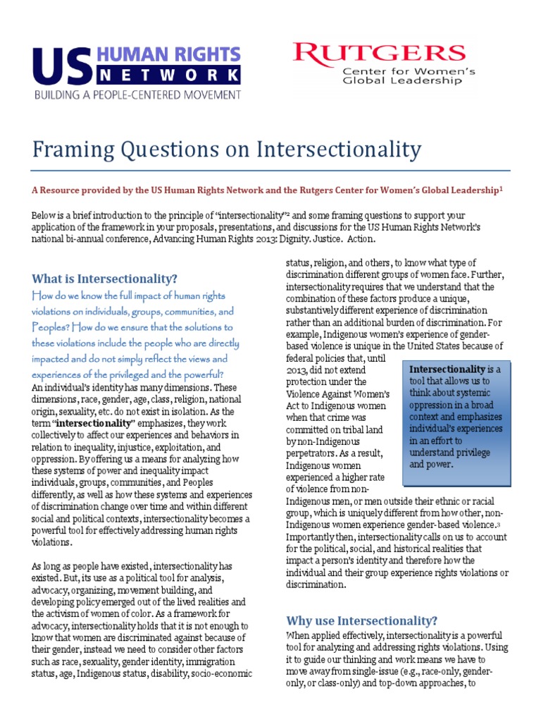 14 Framing Questions On Intersectionality PDF Intersectionality