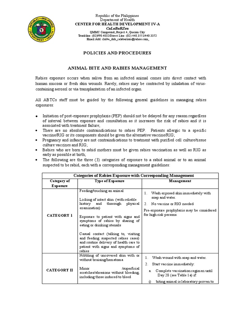 Rabies Policies and Procedures | PDF | Rabies | Injection (Medicine)