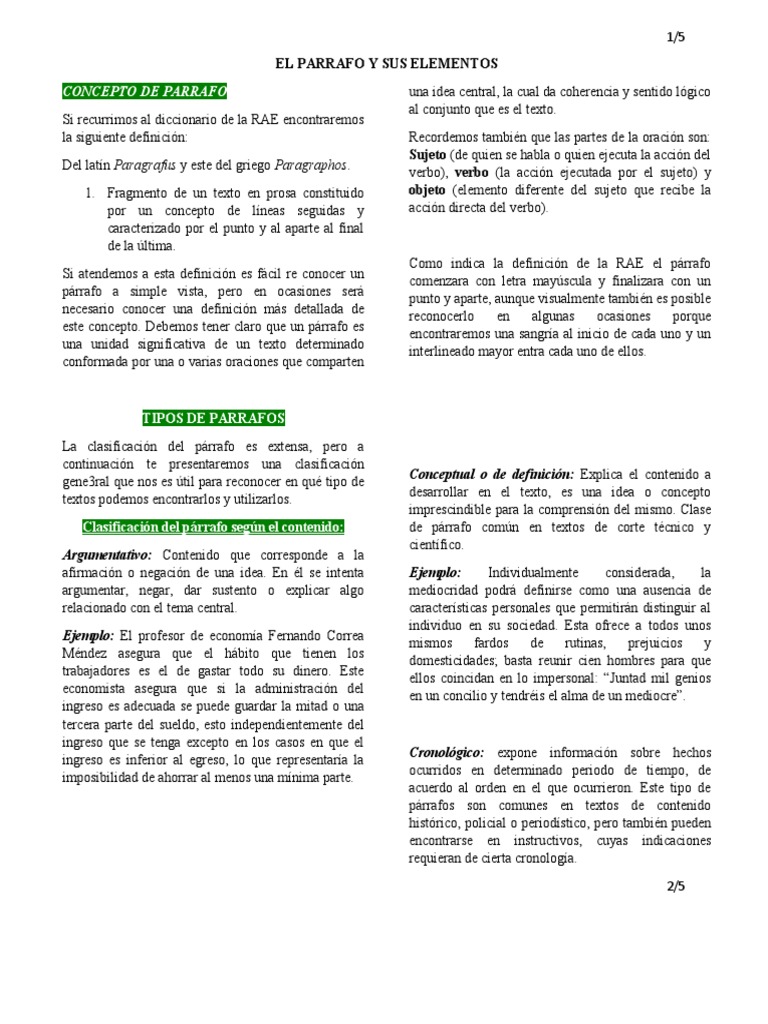 Estructura y Tipos de Párrafo para Niños | PDF | Asunto (gramática ...