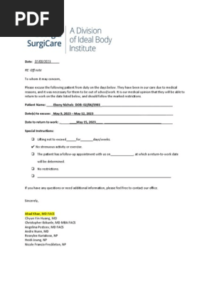 Off Work Note_sample Sample