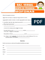 Homofono para Quinto de Primaria