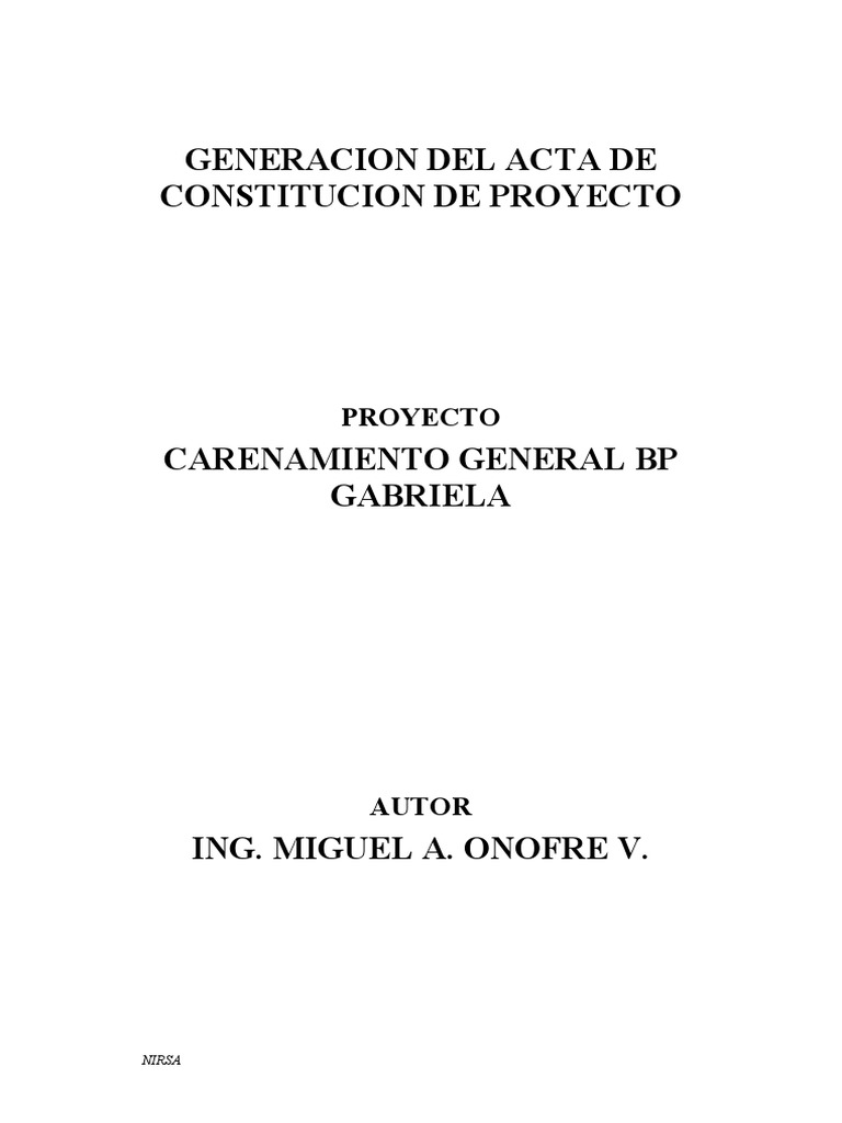 Acta de Constitucion Del Proyecto | PDF | Presupuesto | Buques