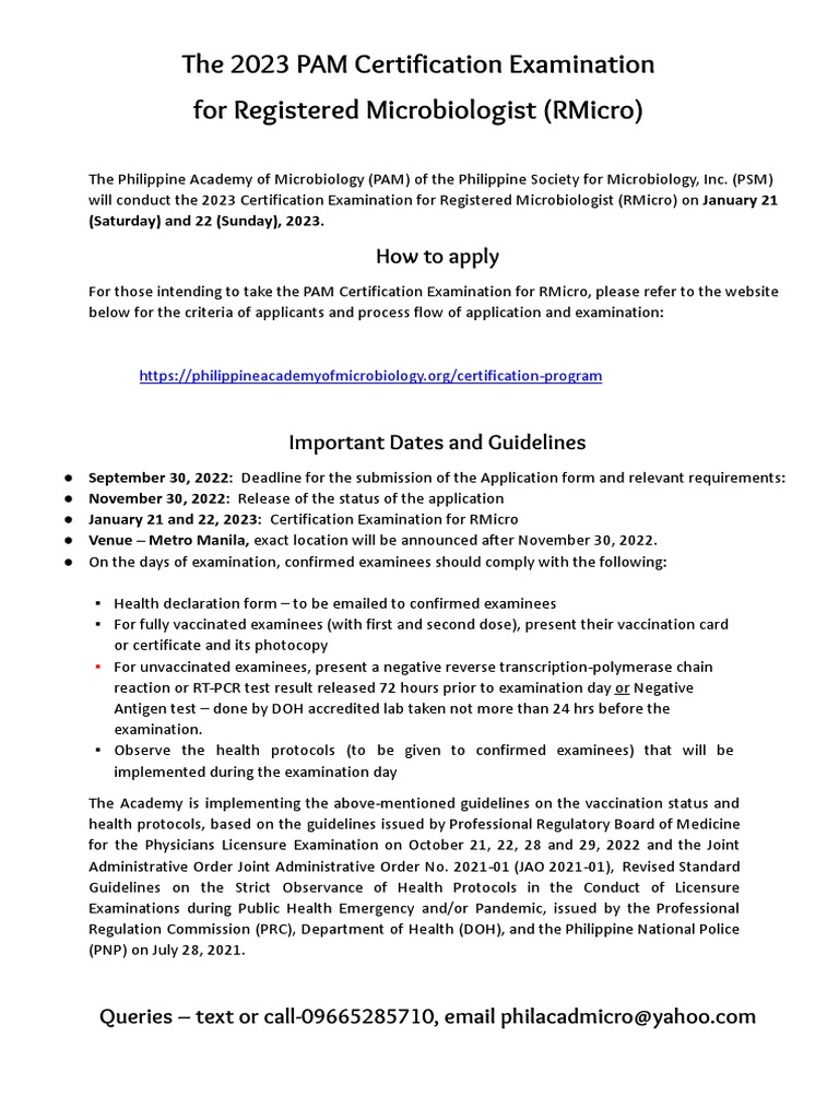 The2023PAMCertificationExaminationAdvisory.docx PDF
