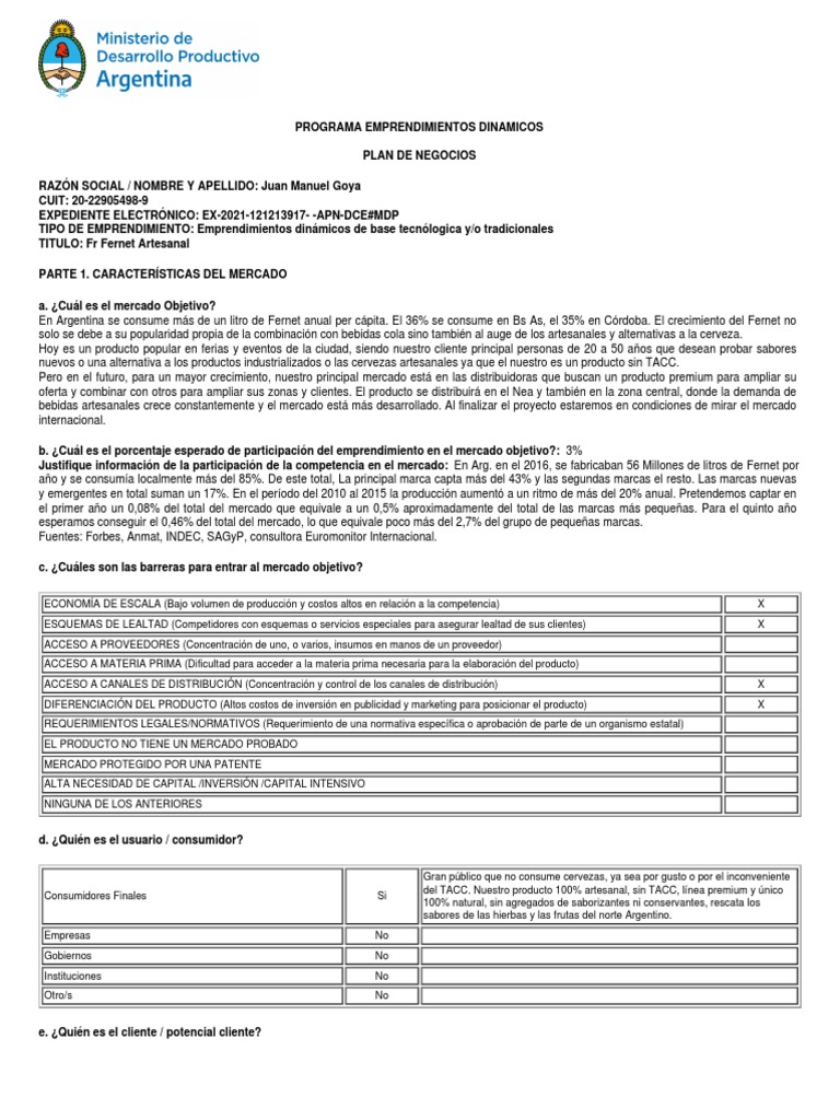 Fernet Artesanal: Plan de Negocios 2023 | PDF | Capital de riesgo ...