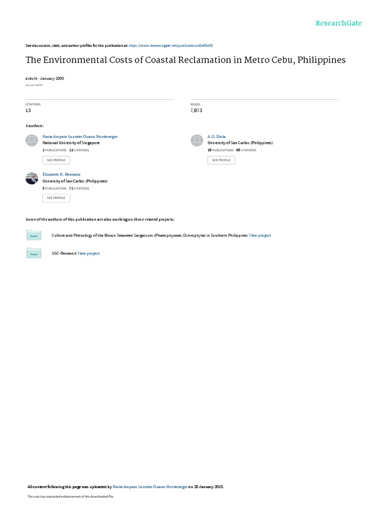 The Environmental Costs Of Coastal Reclamation In Pdf Wetland