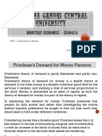Friedman - Demand For Money