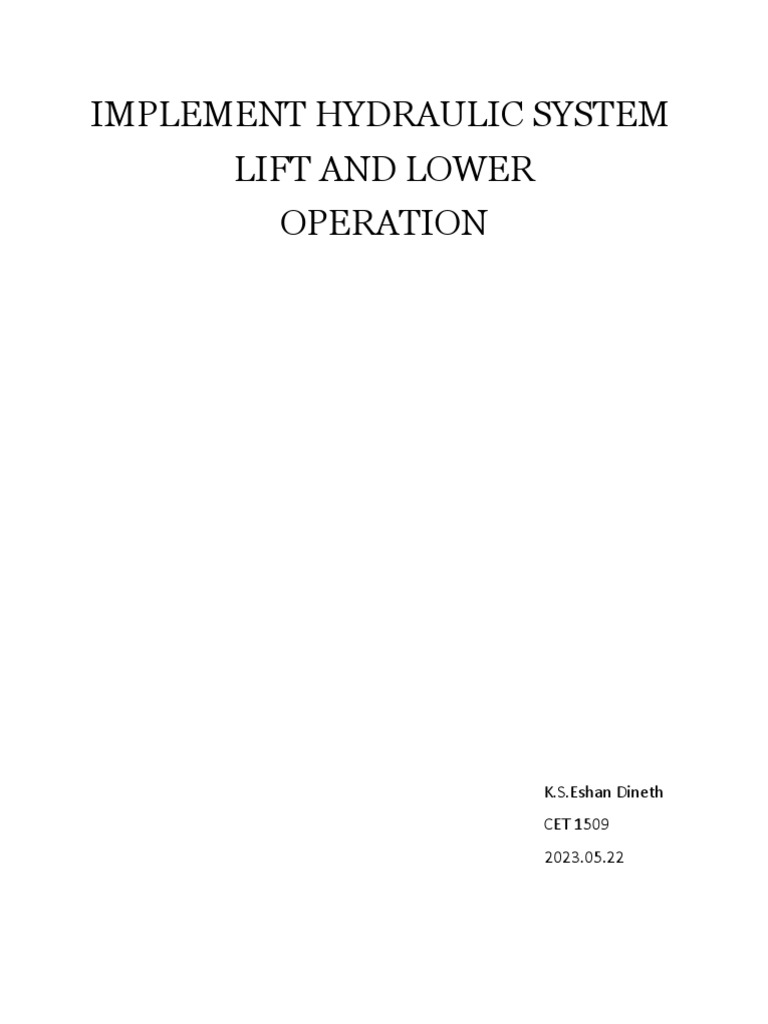 Implement Hydraulic System PDF