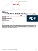 Decreto 430 de 2018 Alcaldía Mayor de Bogotá, D.C - Modelo de Gestión Jurídica Pública Del Distrito Capital y Se