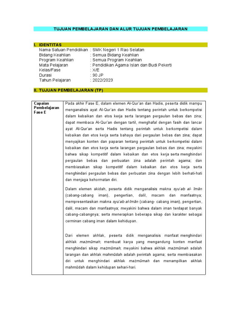 TP DAN ATP PAIBP 1 SMK N 1 Rasel | PDF
