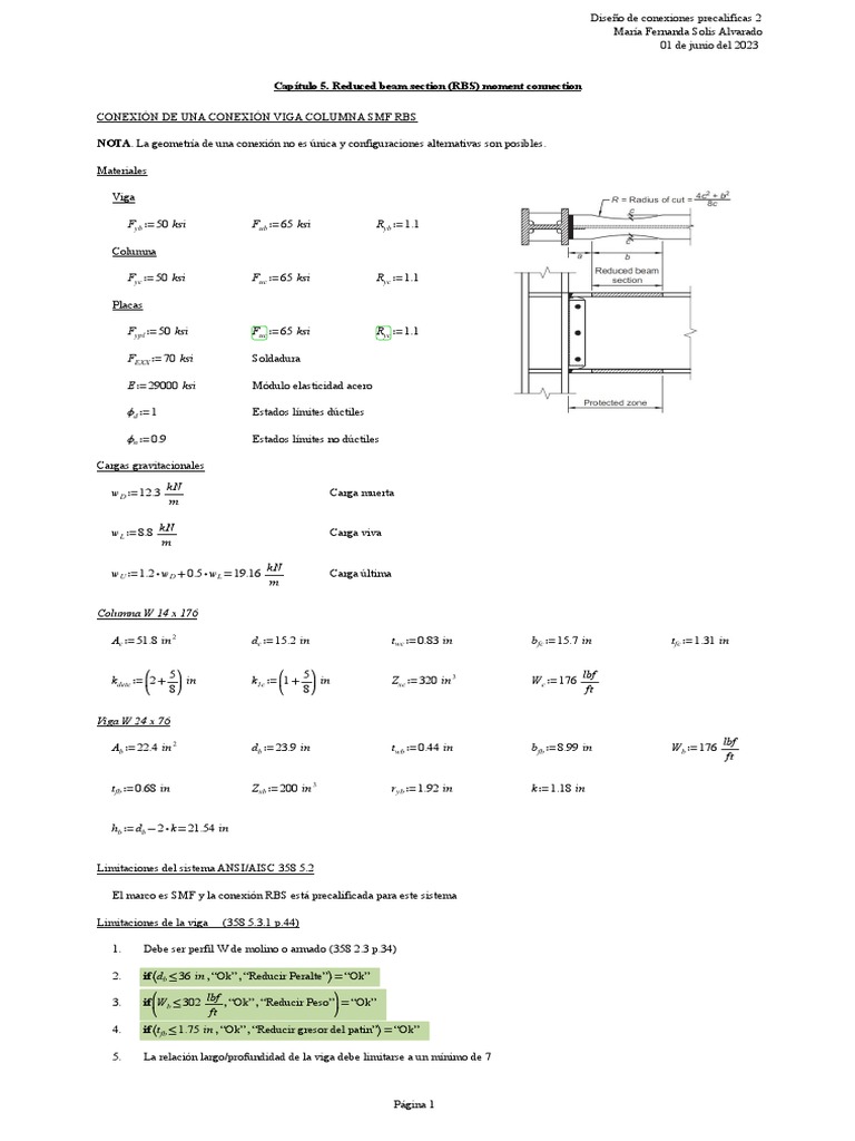 Reduced Beam Section (RBS) - Conexion 5 | PDF