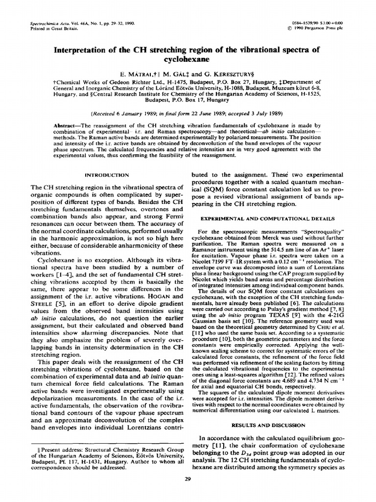 CH Stretching Vibrations of Cyclohexane | PDF | Infrared Spectroscopy ...