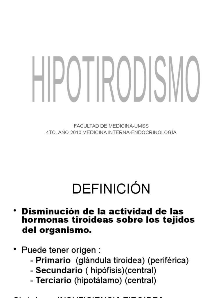 Hipotiroidismo PDF Hipotiroidismo Tiroides