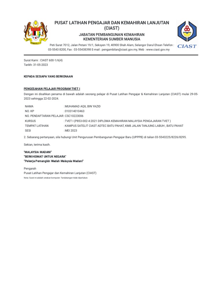 Surat Permohonan Kenderaan | PDF