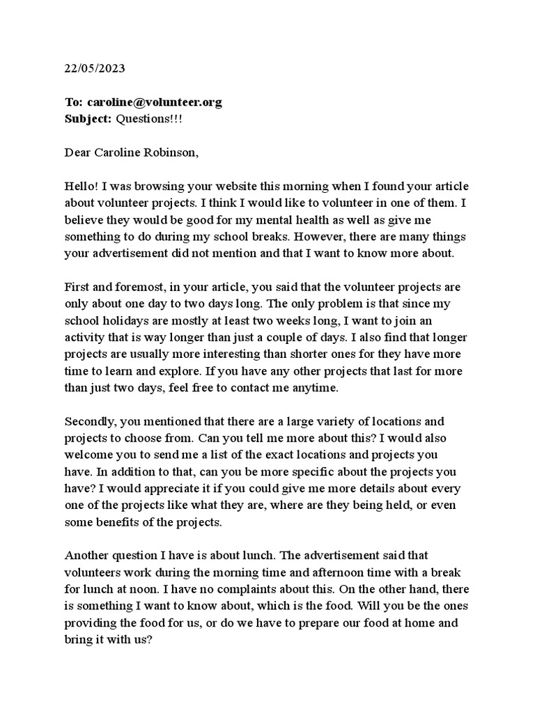 Questions Letter PDF