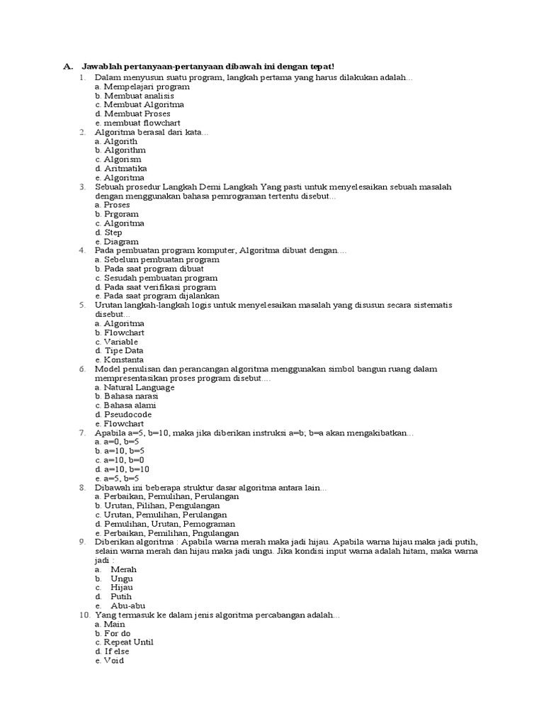 Soal Algoritma dan Pemrograman C++ | PDF