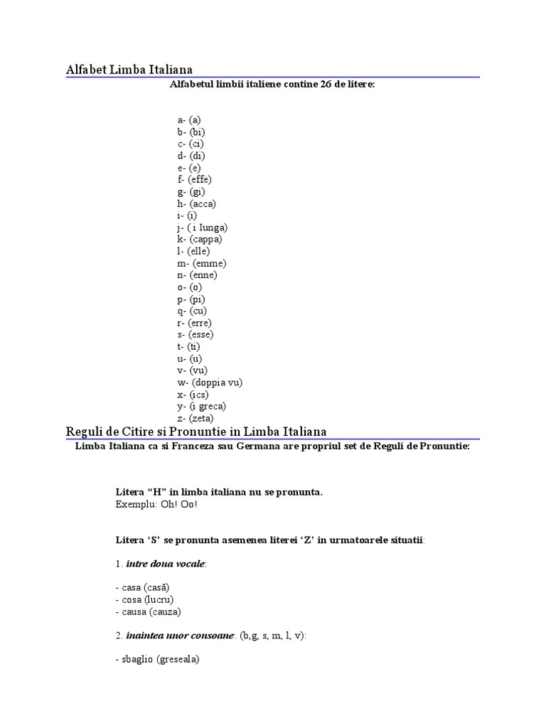 Alfabet Limba Italiana | PDF