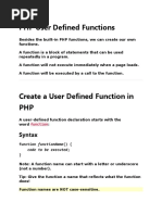 PHP User Defined Functions