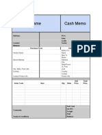 Cash Memo Format in Word 1