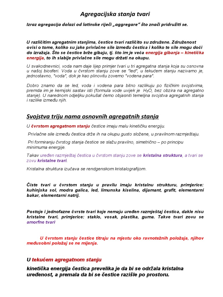 Agregacijska Stanja Tvari I Fazni Dijagram | PDF