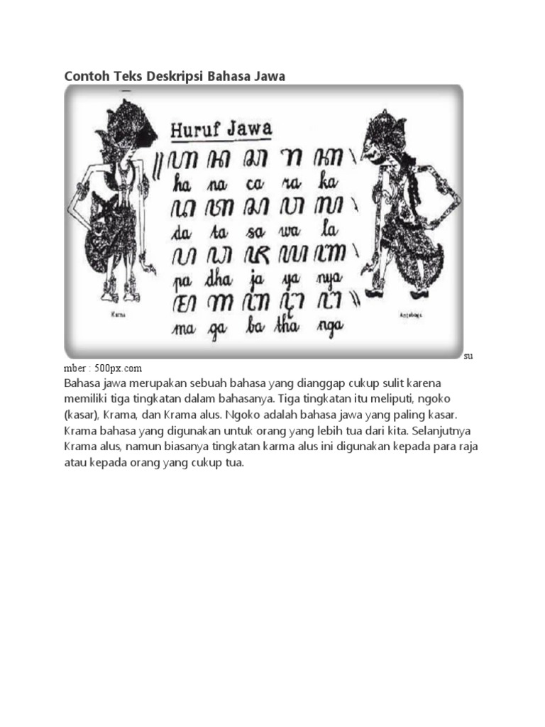 Contoh Teks Deskripsi Bahasa Jawa | PDF