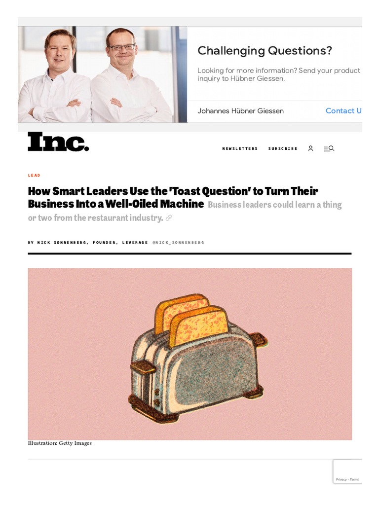 How Smart Leaders Use the 'Toast Question' to Turn Their Business Into