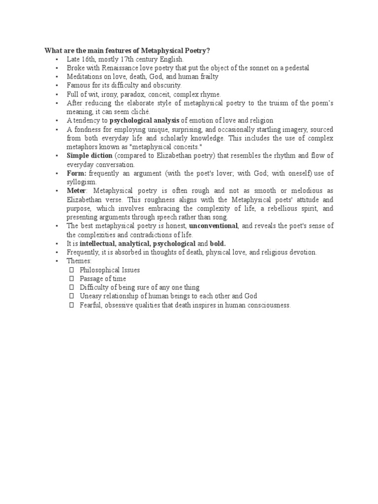 Metaphysical Poetry | PDF