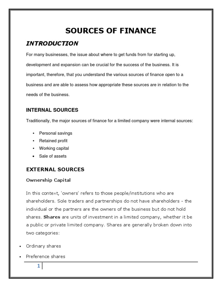 Internal Sources of Finance | PDF