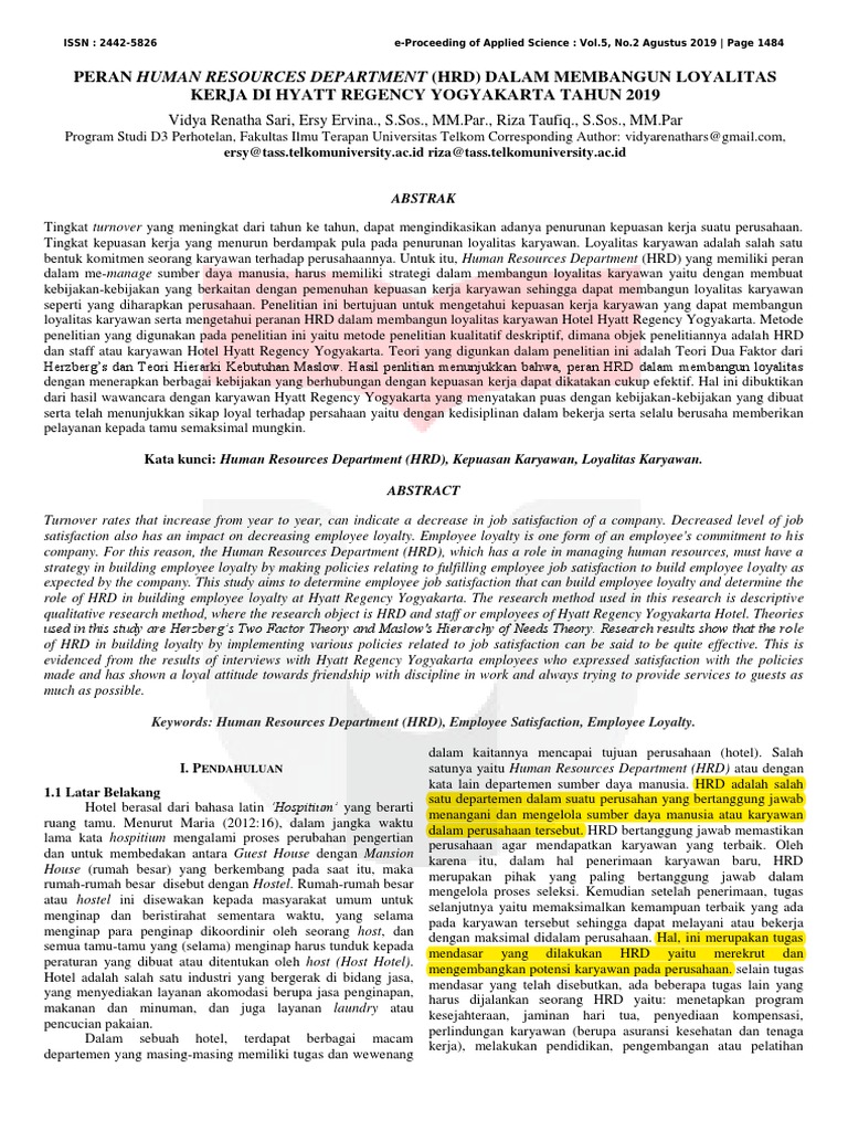 Peran Human Resources Department (HRD) Dalam Membangun Loyalitas Kerja