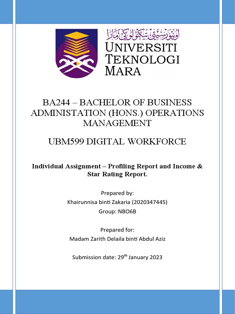 Ubm599 Assignment Nbo6b Khairunnisa Binti Zakaria 2020347445 | PDF ...