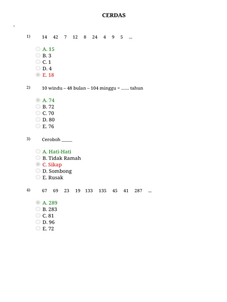 Soal kecerdasan psikotes pdf