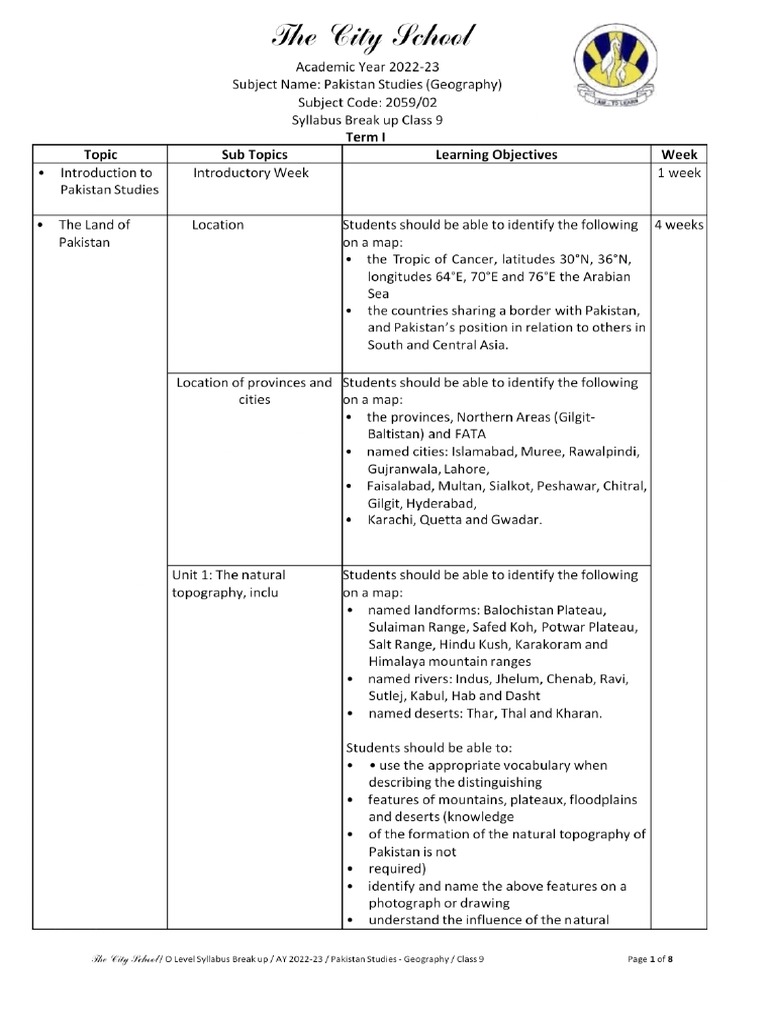 Cambridge Geography Syllabus PDF
