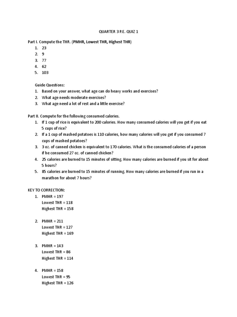 Physical Ed Quiz 1 PDF