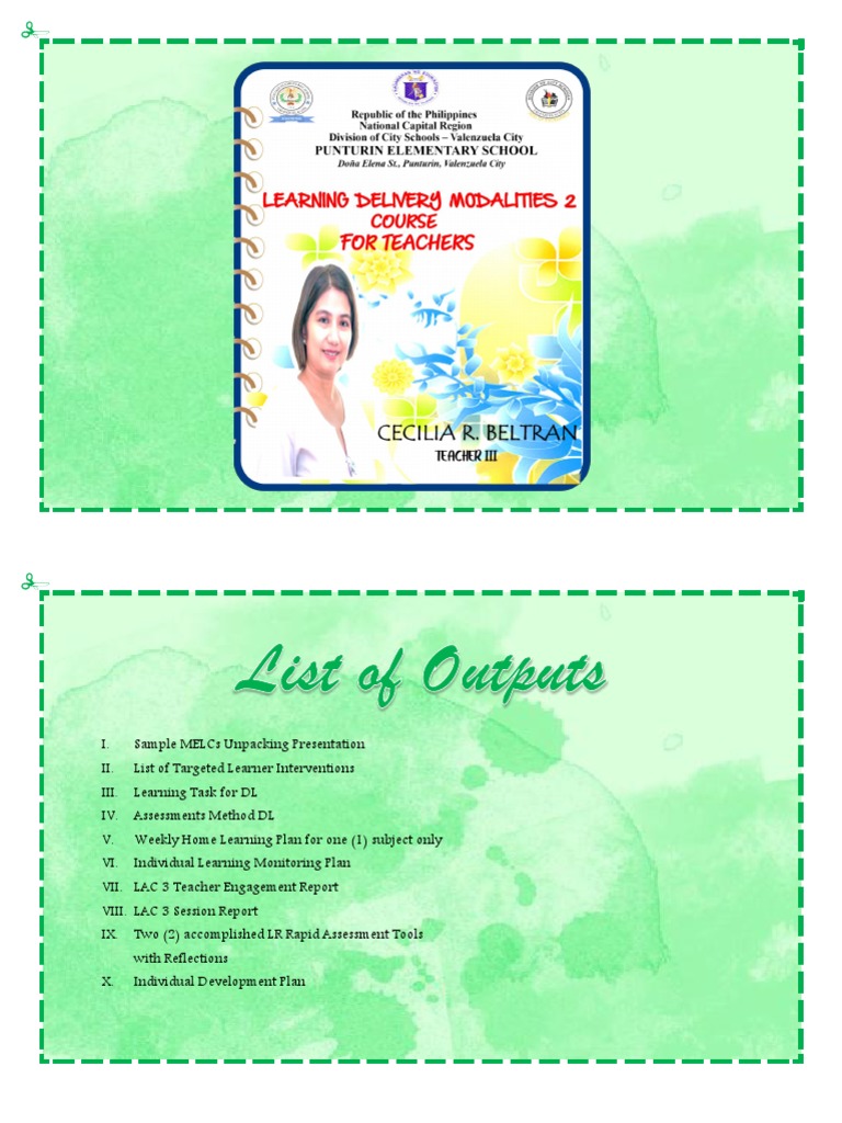 Learning Output Examples and Plans | PDF | Educational Assessment ...