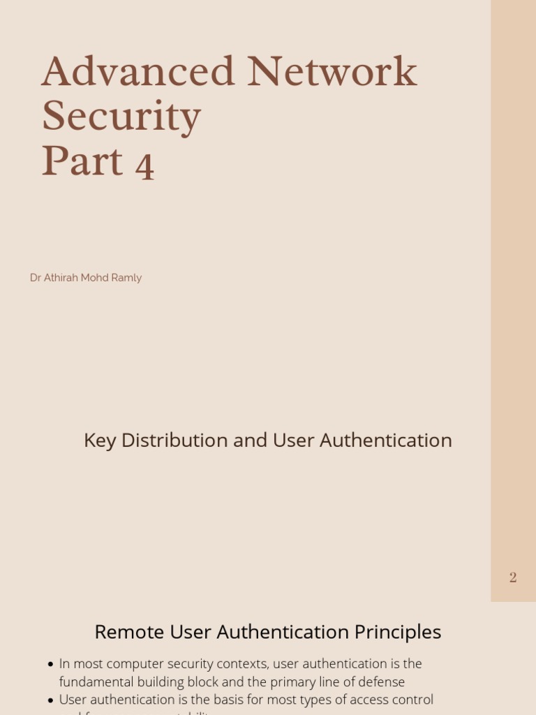Advanced Network Security: Authentication & Key Distribution | PDF ...