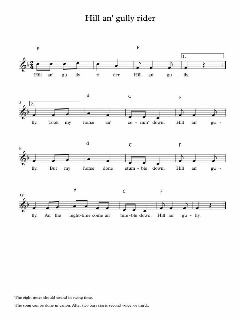 Hill An' Gully Rider - Chord | PDF